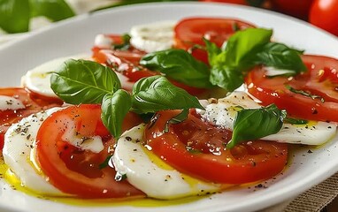 Fresh Caprese Salad on Plate