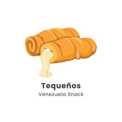 Hand drawn vector illustration of tequenos cheese Venezuela traditional snack