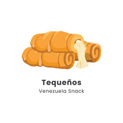 Hand drawn vector illustration of tequenos cheese Venezuela traditional snack