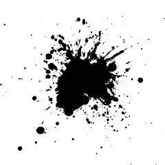 black ink brush painting splash splatter on white background vector