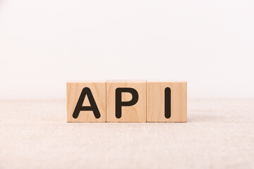 Word API is made of wooden building blocks. Concept.