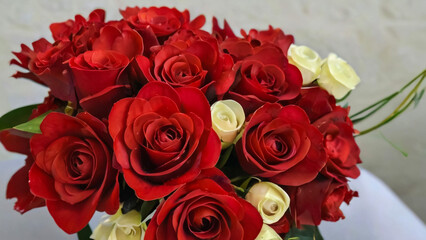 Obraz premium close-up, selective focus,, bright, red roses. Floral background, 