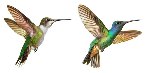 Hummingbirds in Flight - Isolated - Transparent Background