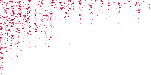 Red hearts scattered on white background.