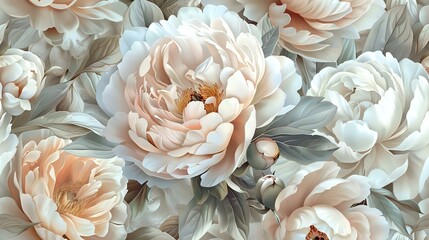Peony Blossoms in Soft Taupe: A Gentle and Romantic Aesthetic