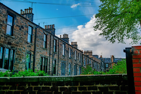 Row of traditional terraced houses, Glasgow, Scotland, UK