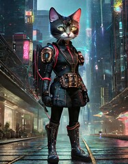 サイバーパンクな世界で猫のバウンティーハンター01