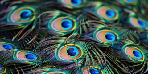 Vibrant Peacock Feathers Displaying Lustrous Colors and Patterns