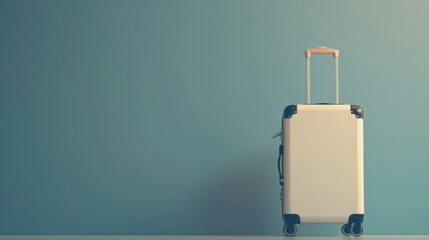 Large suitcase packed and ready, set against a clean, minimalistic background, epitomizing the travel spirit - obrazy, fototapety, plakaty