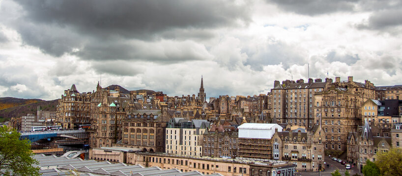 Cityscape on a grey day, Edinburgh, Scotland, UK