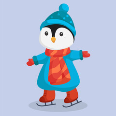 Winter Penguin Character Design Illustration
