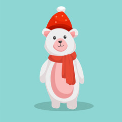 Christmas Day Polar Bear Character Design Illustration