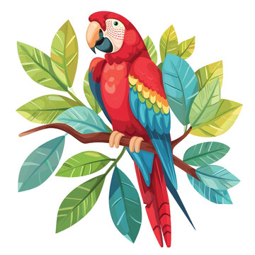 recommend clip art: cute parrot  cartoon sitting on branch, parrot cartoon