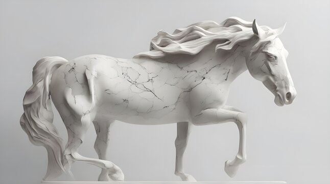 Horse artistic marble effect illustration sculpture picture. generative.ai