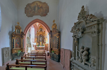 Innenaufnahme der Wallfahrtskirche Hessenthal, Ortsteil von Mespelbrunn im fränkischen Spessart im...