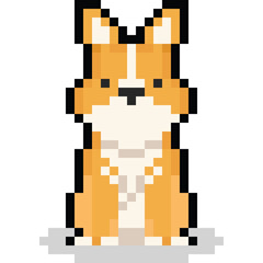 Pixel art cartoon sitting corgi dog character