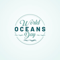 World Ocean Day. June 8. World Oceans Day hand lettering text. Typography logo