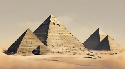 Egyptian pyramids in Giza a wonder of the world. generative.ai - obrazy, fototapety, plakaty