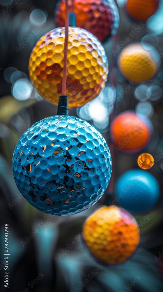 Canvas Prints A bunch of colorful balls hanging from a string in the air, AI