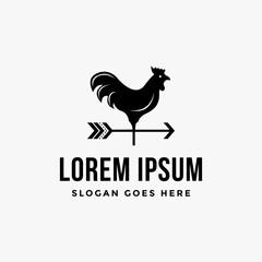 Weather vane chicken Rooster direction logo icon vector template on white background