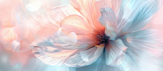 Create a blurred style design featuring a flower in soft pastel hues. - obrazy, fototapety, plakaty