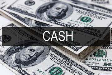Background of dollar bills with word CASH