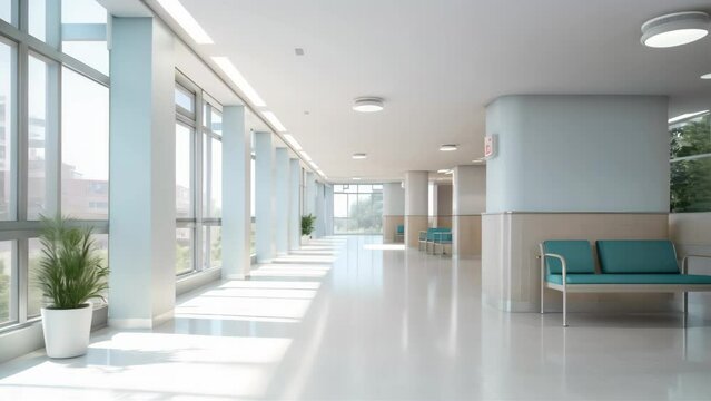 Clean Interior of hospital white tone background.