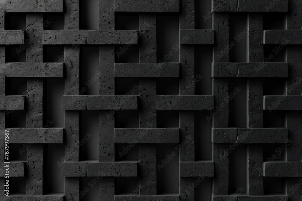 Poster sophisticated black abstract 3d pattern. brutalist style. background image. created with generative 