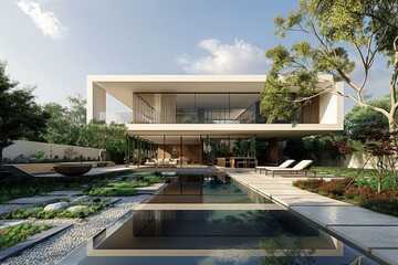 Modern villa with pool and garden