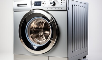 Front View of Washing Machine on White Background