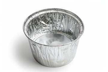 Aluminum foil cup on white background