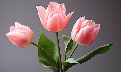 Three Pink Tulips in a Vase
