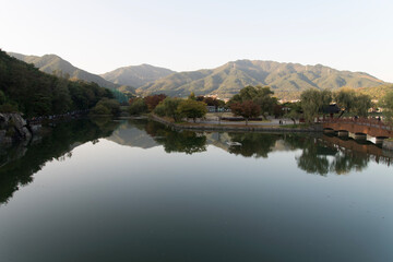 Fototapeta premium View of the lake with the reflection