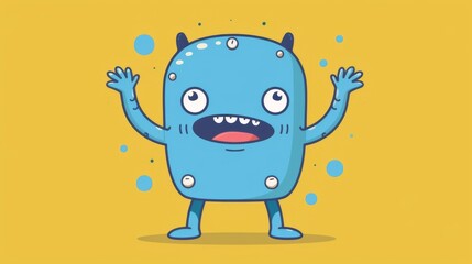 A cartoon monster with arms up and a face, AI