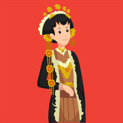 Javanese Bride Wedding Character Design Illustration