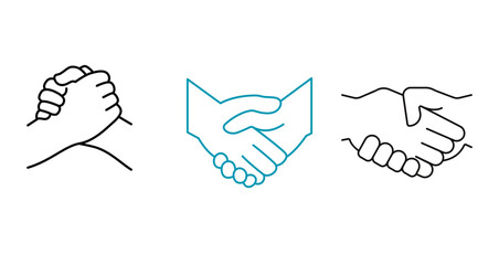 Business agreement handshake icon in different style vector illustration