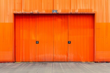 Fototapeta premium Background of orange storage unit door