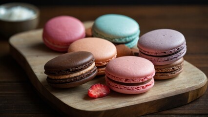 Multi-colored macaroons as a work of confectionery art.