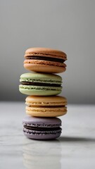 Multi-colored macaroons as a work of confectionery art.