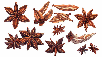 Dry aniseed or star anise. Composition of Chinese win