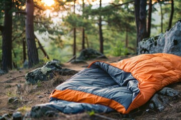 Camping equipment includes a sleeping bag