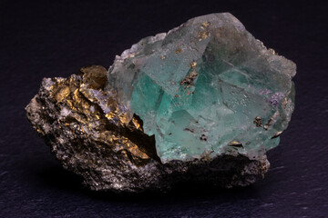 Fluorite and pyrite crystals mineral specimen