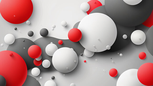 3D Render of Red, White, and Gray Spheres on Abstract Background, Generative AI