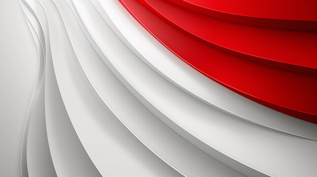 Flowing Red Ribbon Among Curved White Layers, AI-Generated Art