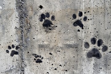 Cat paw prints on concrete
