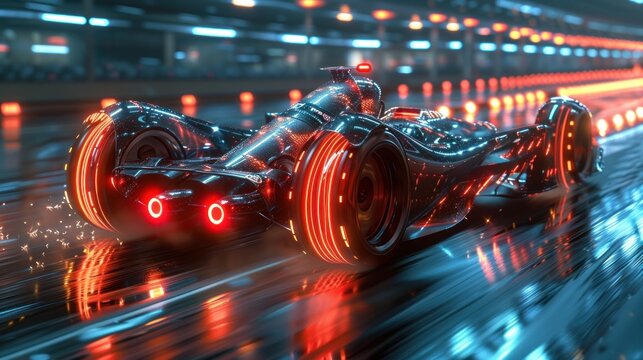 Futuristic Speed Demon on the Track