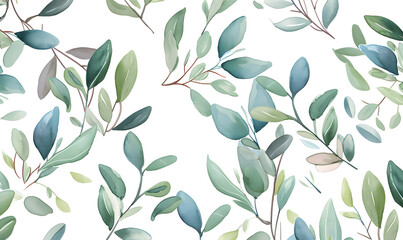 Watercolor plants with seamless pattern design best for wrapping paper or invitation, Generative AI  - obrazy, fototapety, plakaty