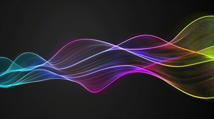 modern colorful wave lines. Wave Shape with black background.