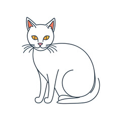 Fototapeta na wymiar Cat one line drawing art. Abstract pet logo. illustration