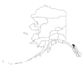 Map of Haines borough in Alaska state on white background. single borough map highlighted by black colour on Alaska map. UNITED STATES, US